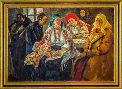 ЕПИФАНОВА, Васса Иосифовна 
&laquo;Русские крестьянки&raquo; 
1915 г.
Холст, масло. 
144 х 207 см.
Справа 