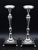 Pair of Portuguese Silver Candlesticks "1.&ordm; T&iacute;tulo". Plain decoration with beaded friezes. Image - 1