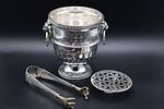 Interesting ice bucket with tongs in Portuguese silver. An interesting ice bucket with tongs and Image - 1
