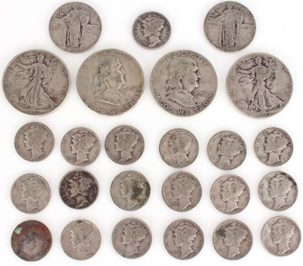 Lot 11167: 90% SILVER AMERICAN COINS - 106.9 Grams
