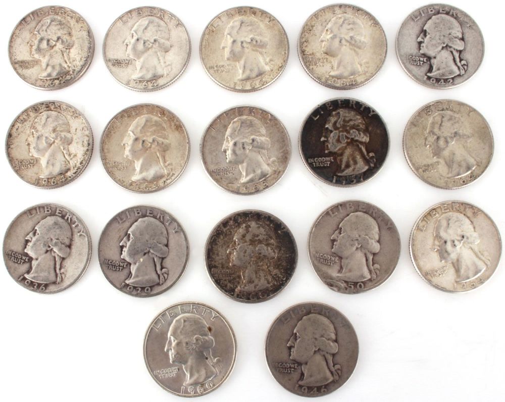 Lot 11179: 90% SILVER QUARTERS - LOT OF 17