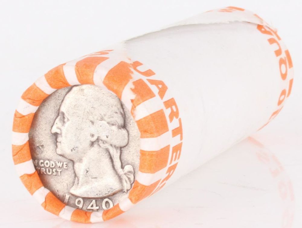 Lot 11189: 90% SILVER WASHINGTON QUARTER ROLL - $10 FACE