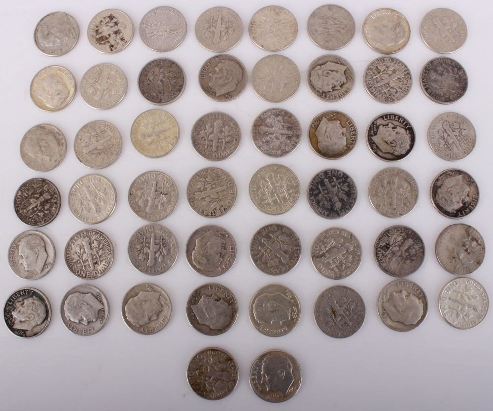 Lot 11217: 90% SILVER ROOSEVELT DIMES - LOT OF 50