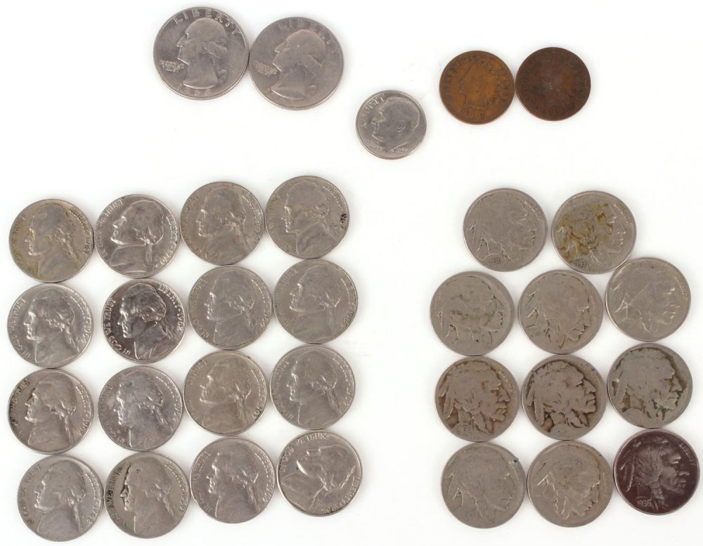 Lot 11249: INDIAN PENNIES & ASSORTED AMERICAN COINS - (33)