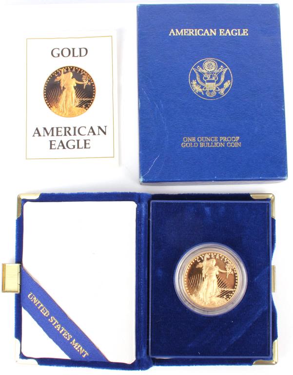Lot 11582: 1987 AMERICAN GOLD EAGLE PROOF  W/ COA - .999 GOLD