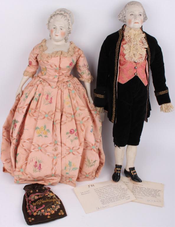 Lot 11609B: EMMA CLEAR GEORGE & MARTHA WASHINGTON DOLLS