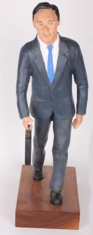 Lot 11614: DEDE HARTER BUSINESS MAN PAINTED PLASTER WOOD BASE