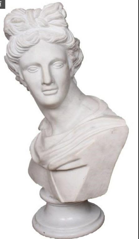 Lot 11615: 31" TALL APOLLO MARBLE BUST SCULPTURE