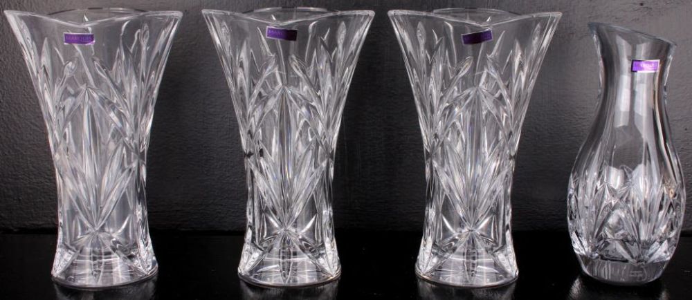 Lot 11646: MARQUIS BY WATERFORD VASES & CARAFE - LOT OF 4