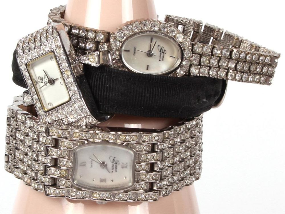 Lot 11686: ASSORTED SHINY STONE WRISTWATCH SET - LOT OF 3