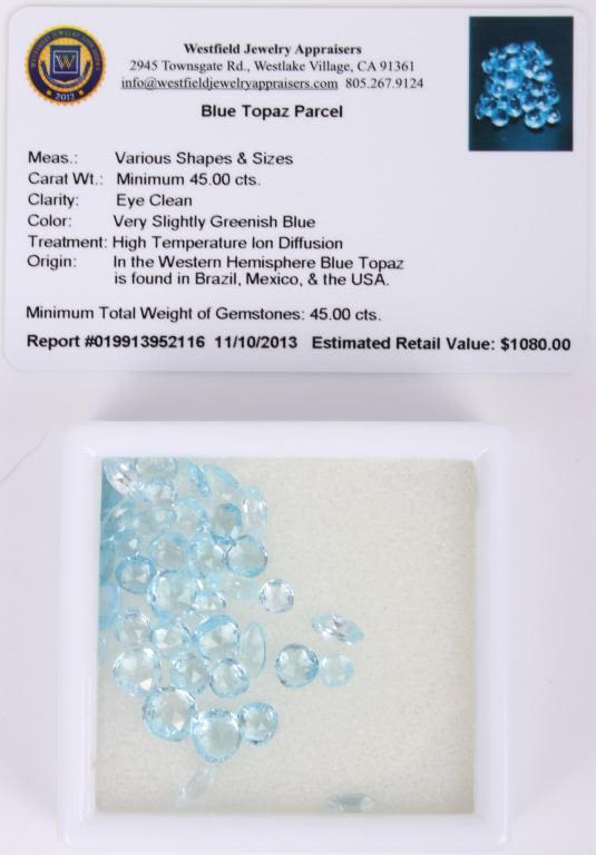 Lot 11703: LOOSE TOPAZ CUT GEMSTONES 45 CARATS