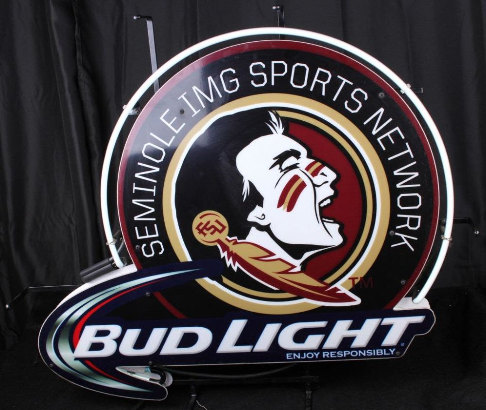 Lot 11708: FSU SEMINOLE BUD LIGHT NEON SIGN