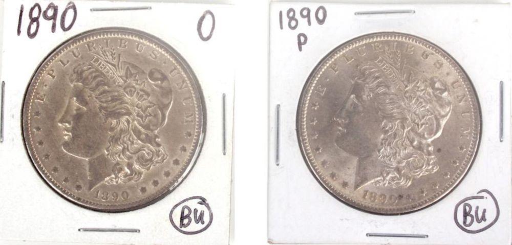 Lot 11671: 1890-O & 1890-P  MORGAN 90% SILVER DOLLARS - BU