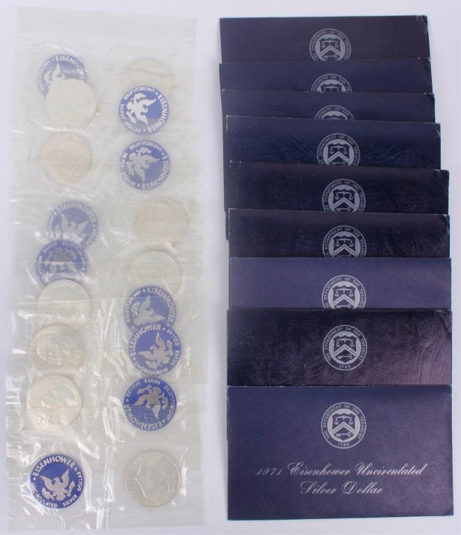 Lot 11674: 1971 EISENHOWER UNC. SILVER DOLLARS - LOT OF 9