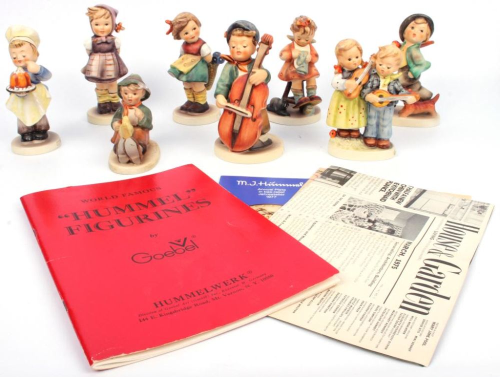 Lot 11706: ASSORTED HUMMEL PORCELAIN FIGURINES & BOOK - (9)