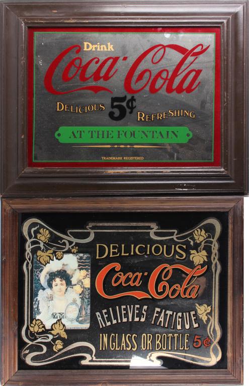 Lot 11776: VINTAGE COCA-COLA MIRRORS W/ HILDA CLARK - (2)