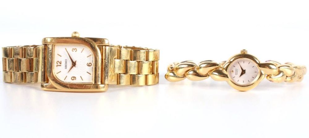 Lot 11792: SEIKO LADIES GOLD WATCHES 1F20-5K59 & 4N00-6769