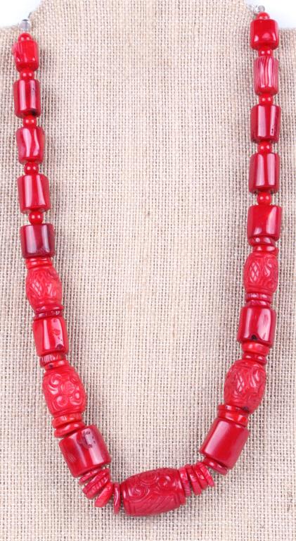 Lot 116178: JAY KING HAND CARVED RED CORAL BEADED NECKLACE