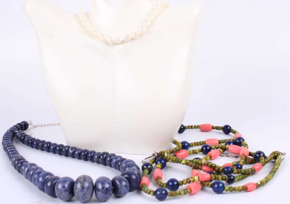 Lot 116179: LAPIS MULTI-STONE & BEADED NECKLACES - LOT OF 3