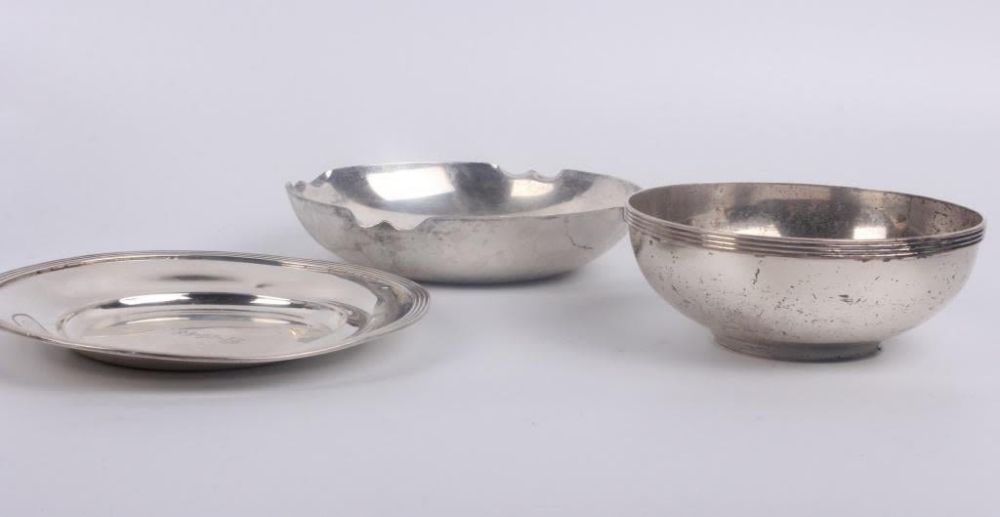 Lot 116200: STERLING SILVER ASHTRAY, PLATE, & BOWL - LOT OF 3