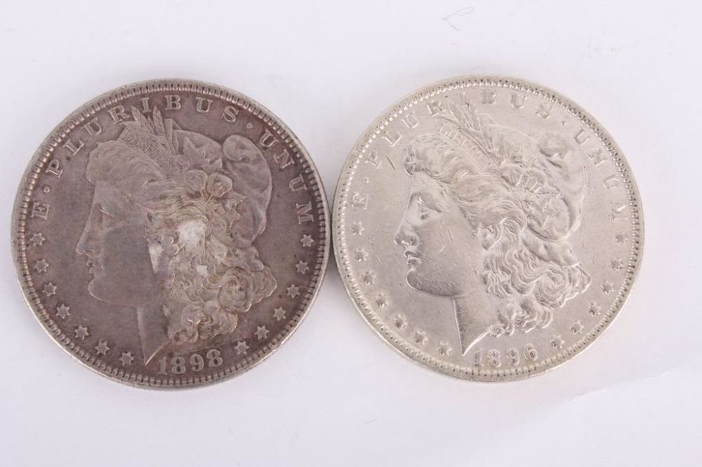 Lot 116219: 1896-P & 1898-P MORGAN 90% SILVER DOLLARS