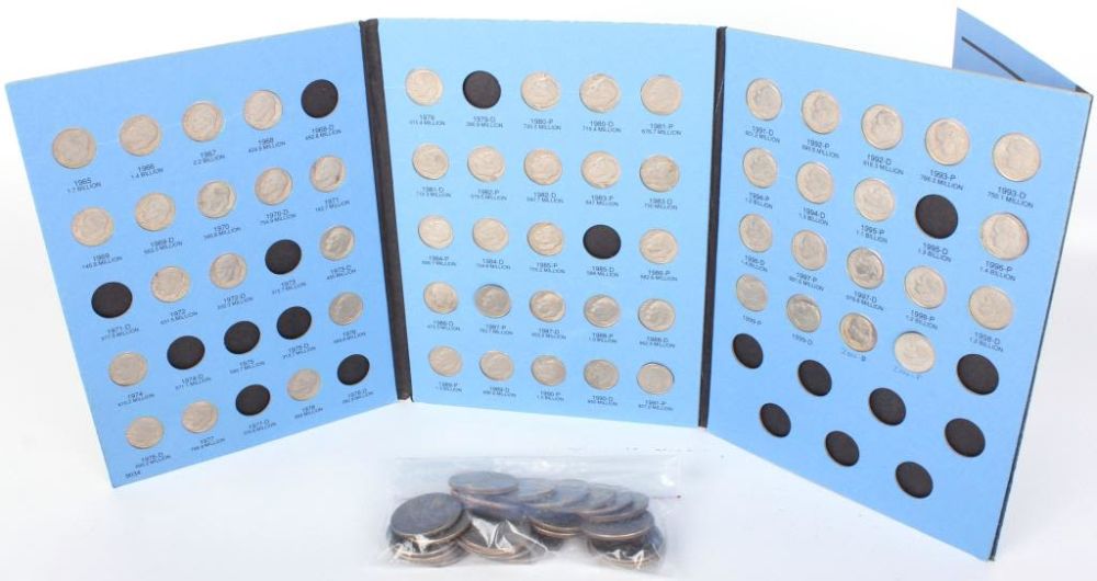 Lot 116220: ROOSEVELT DIMES BOOK & KENNEDY HALF DOLLARS (25)