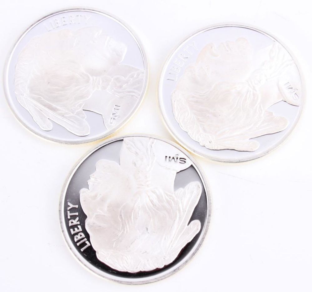 Lot 116229: REVERSE PROOF AMERICAN BUFFALO FINE SILVER ROUNDS