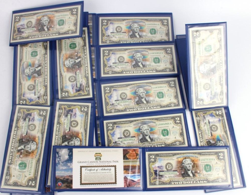 Lot 116235: COMMEMORATIVE YELLOWSTONE & GRAND CANYON $2 BILLS