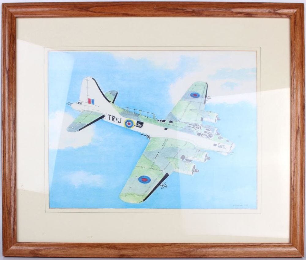 Lot 116248: LYNCH JET BOMBER WATERCOLOR PAINTING
