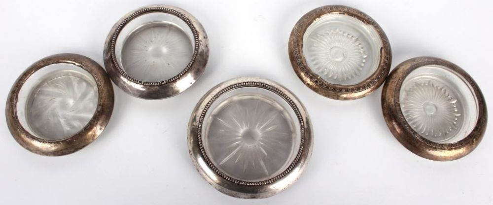 Lot 116295: GLASS & STERLING COASTERS - LOT OF 5