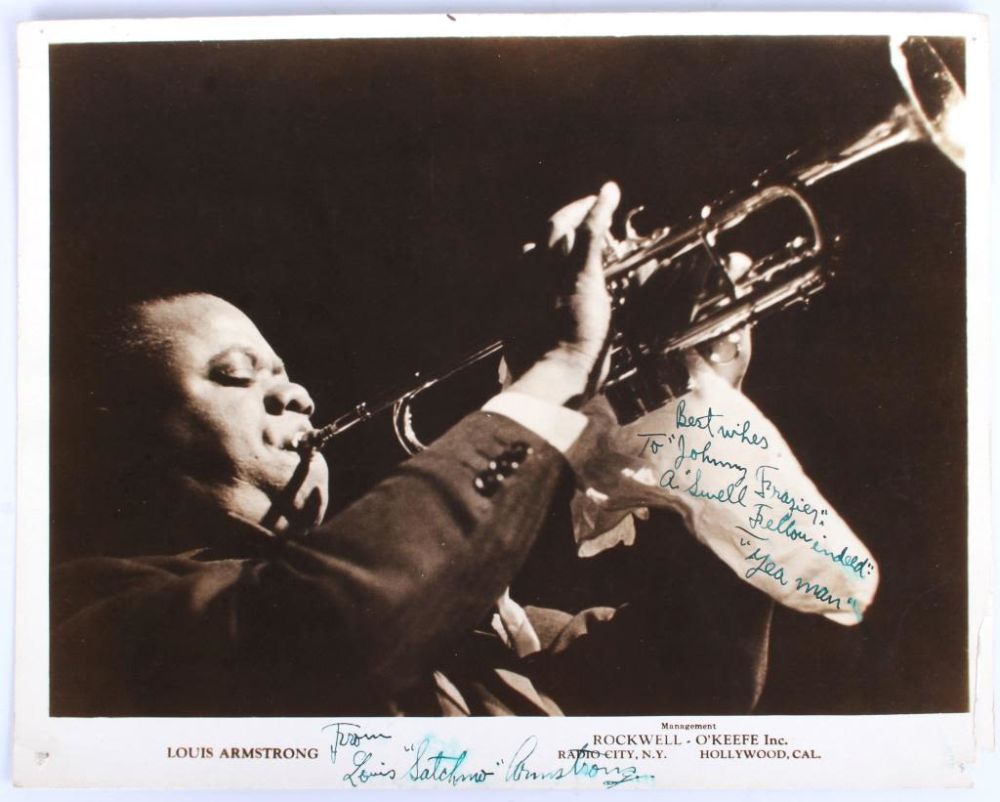 Lot 116375A: LOUIS ARMSTRONG AUTOGRAPHED PRINT W/ BEST WISHES