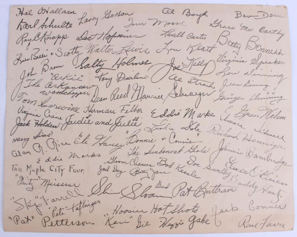 Lot 116376: 1944 NATIONAL BARN DANCE CAST PHOTO W SIGNATURES