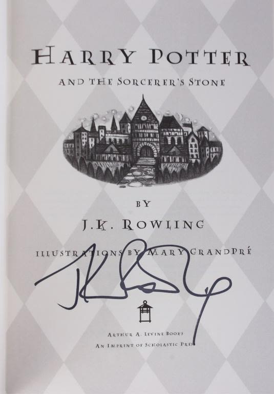 Lot 116379: JK ROWLING SIGNED HARRY POTTER SORCERER'S STONE