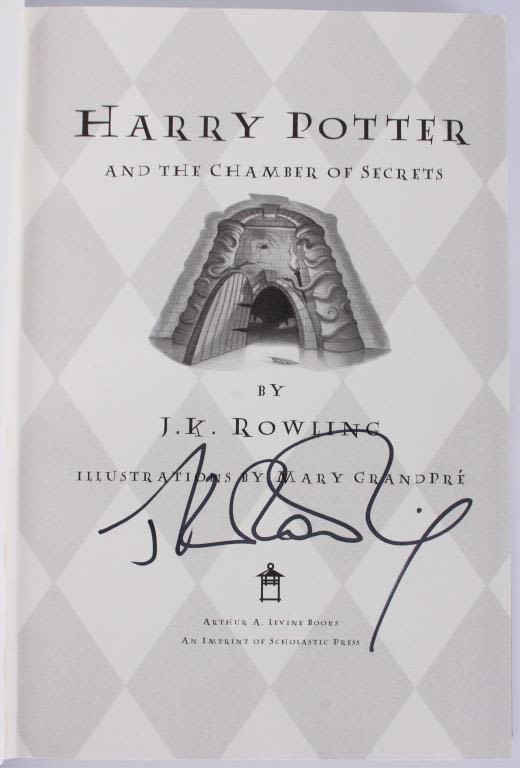 Lot 116381: J.K. ROWLING SIGNED HARRY POTTER CHAMBER SECRETS