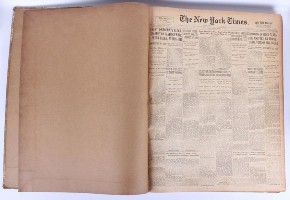 Lot 116389: NEW YORK TIMES APRIL 1932 OVERSIZED HARD VOLUME