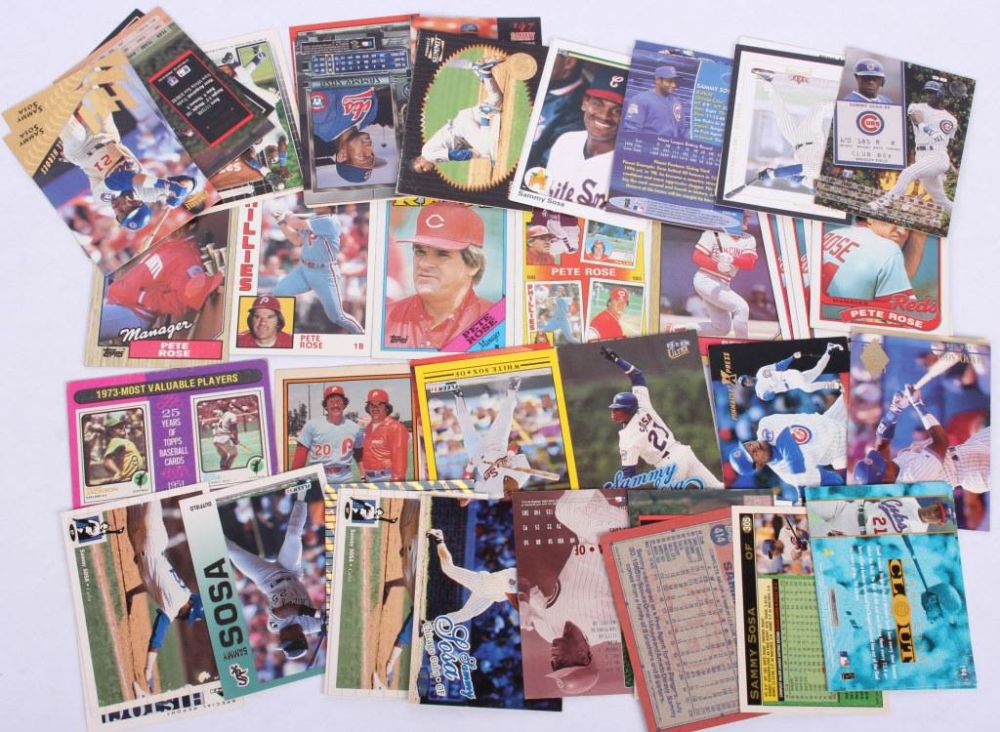 Lot 116398: SAMMY SOSA & PETE ROSE BASEBALL CARDS - LOT OF 55