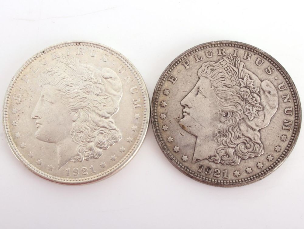 Lot 118158: 1921-P 90% SILVER MORGAN DOLLARS - LOT OF 2