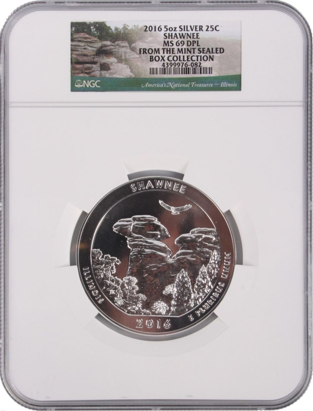 Lot 118165: .999 FINE SILVER 2016 5 OZ SHAWNEE NGC MINT COIN