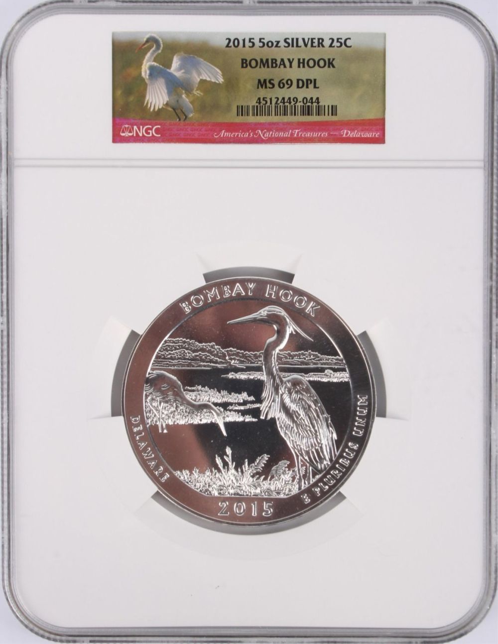 Lot 118168: .999 FINE SILVER 2015 5 OZ BOMBAY HOOK MINT COIN