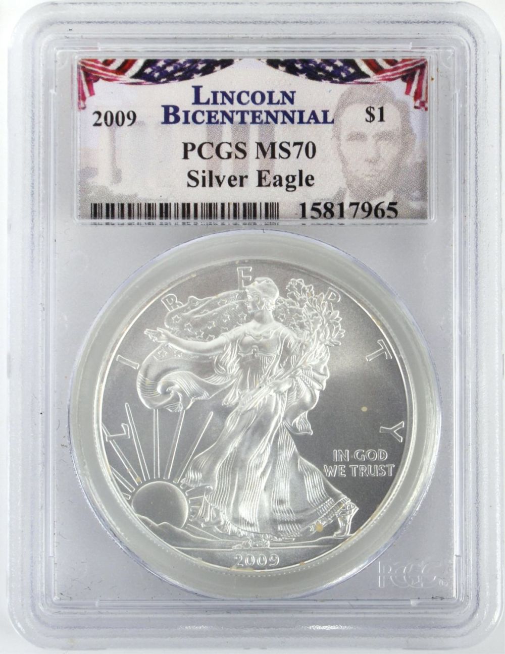 Lot 118181: 2009 SILVER EAGLE MS70 GRADED COIN PCGS