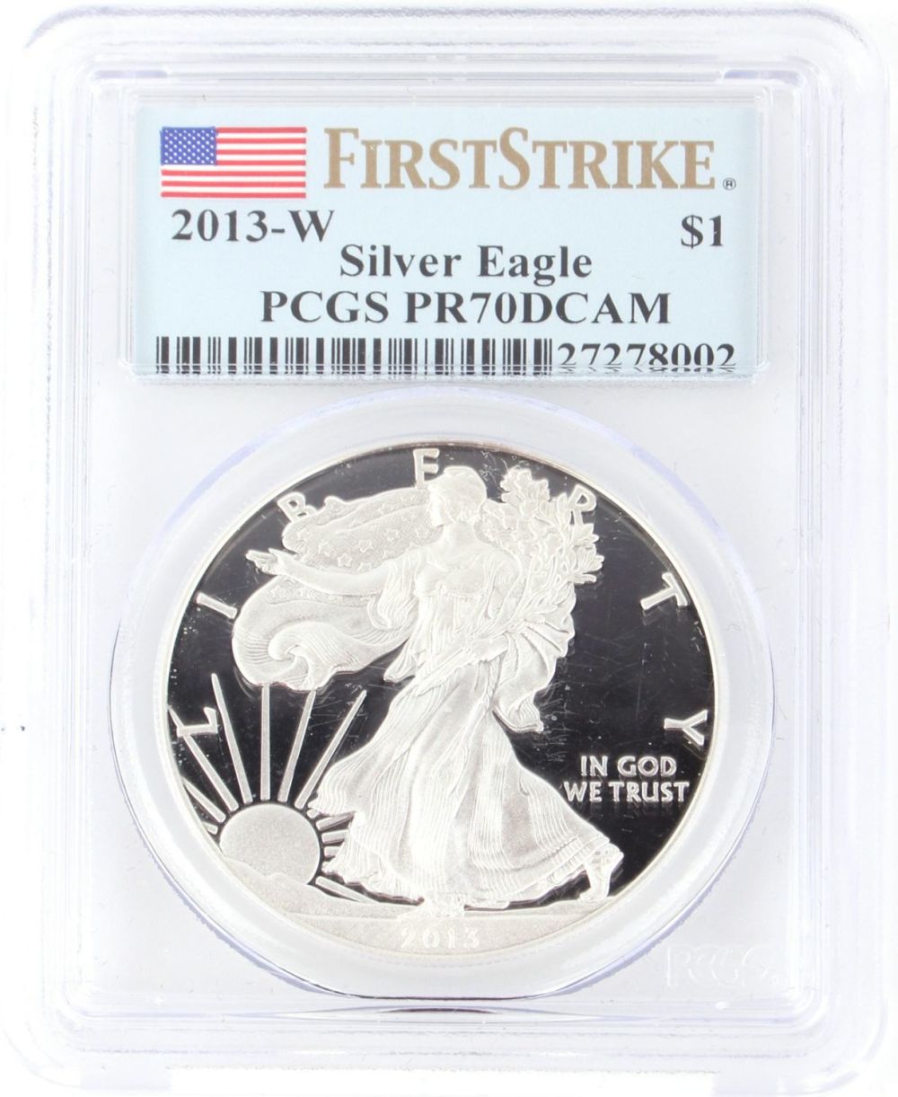 Lot 118188: 2013-W SILVER EAGLE PR70 DCAM GRADED COIN PCGS