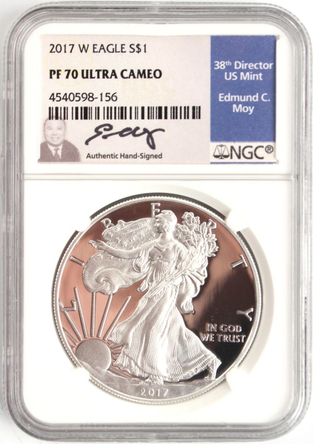 Lot 118189: 2017-W EAGLE PF70 ULTRA CAMEO GRADED COIN NGC
