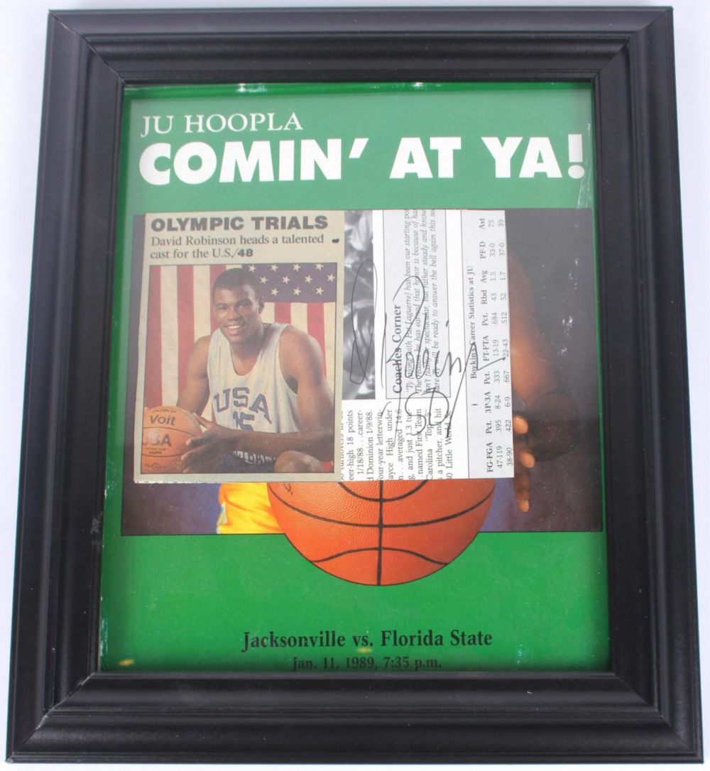 Lot 118245: DAVID ROBINSON  FRAMED PHOTO AUTOGRAPH
