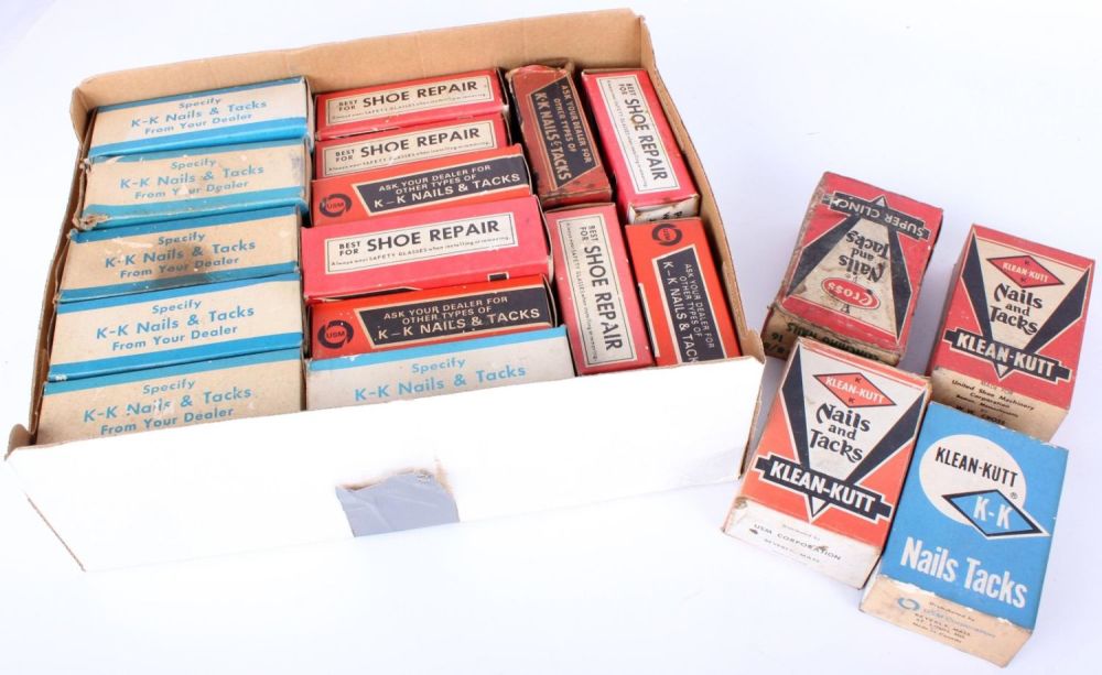 Lot 118248: VINTAGE K-K NAILS, TACKS & SHOE REPAIR KITS  (15)