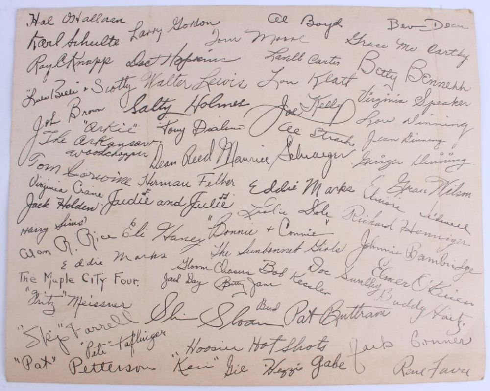 Lot 119238: 1944 NATIONAL BARN DANCE CAST PHOTO W SIGNATURES