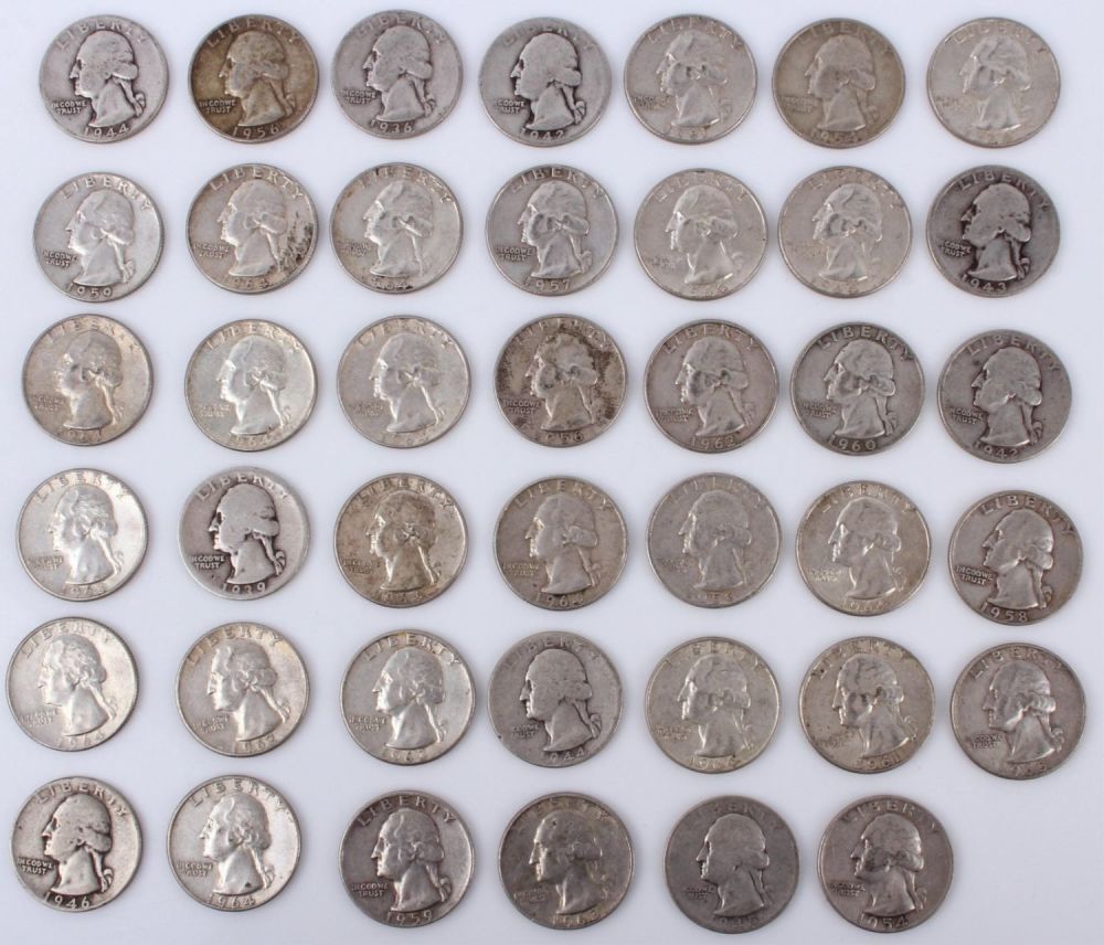 Lot 121171: 90% SILVER QUARTER DOLLARS - LOT OF 40