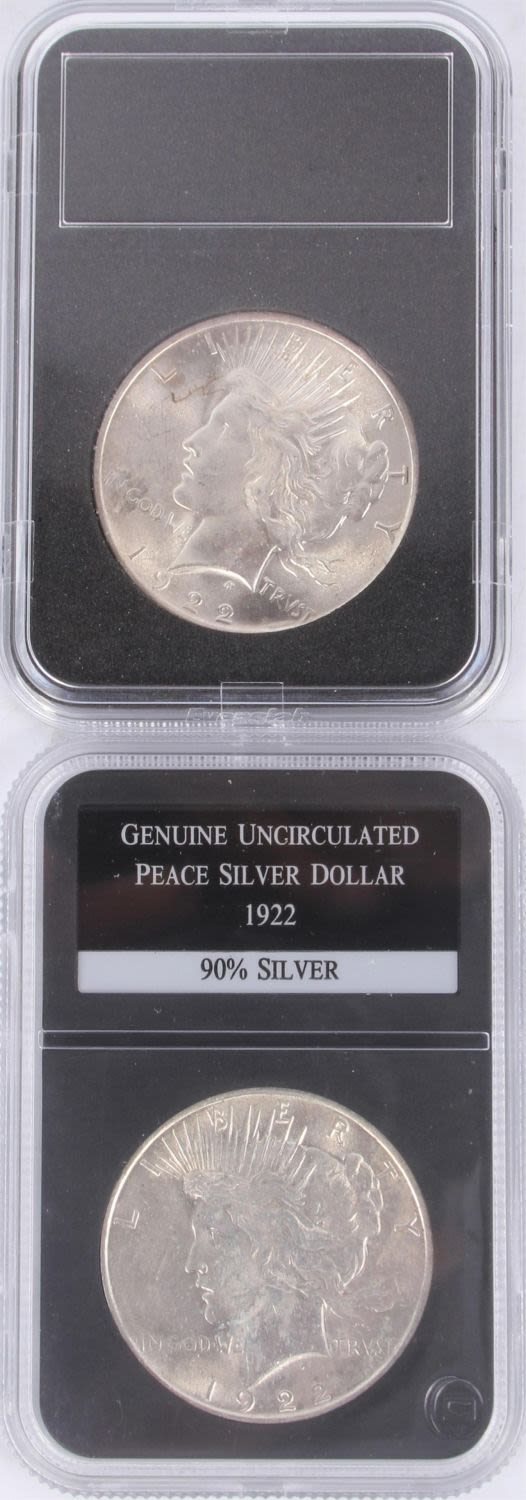 Lot 121178: 90% SILVER 1922 PEACE SILVER DOLLARS - LOT OF 2