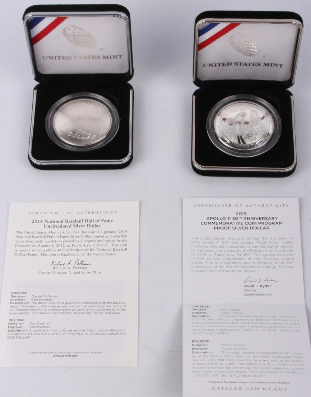 Lot 121180: US 2014 & 2019 COMMEMORATIVE SILVER DOLLARS - (2)