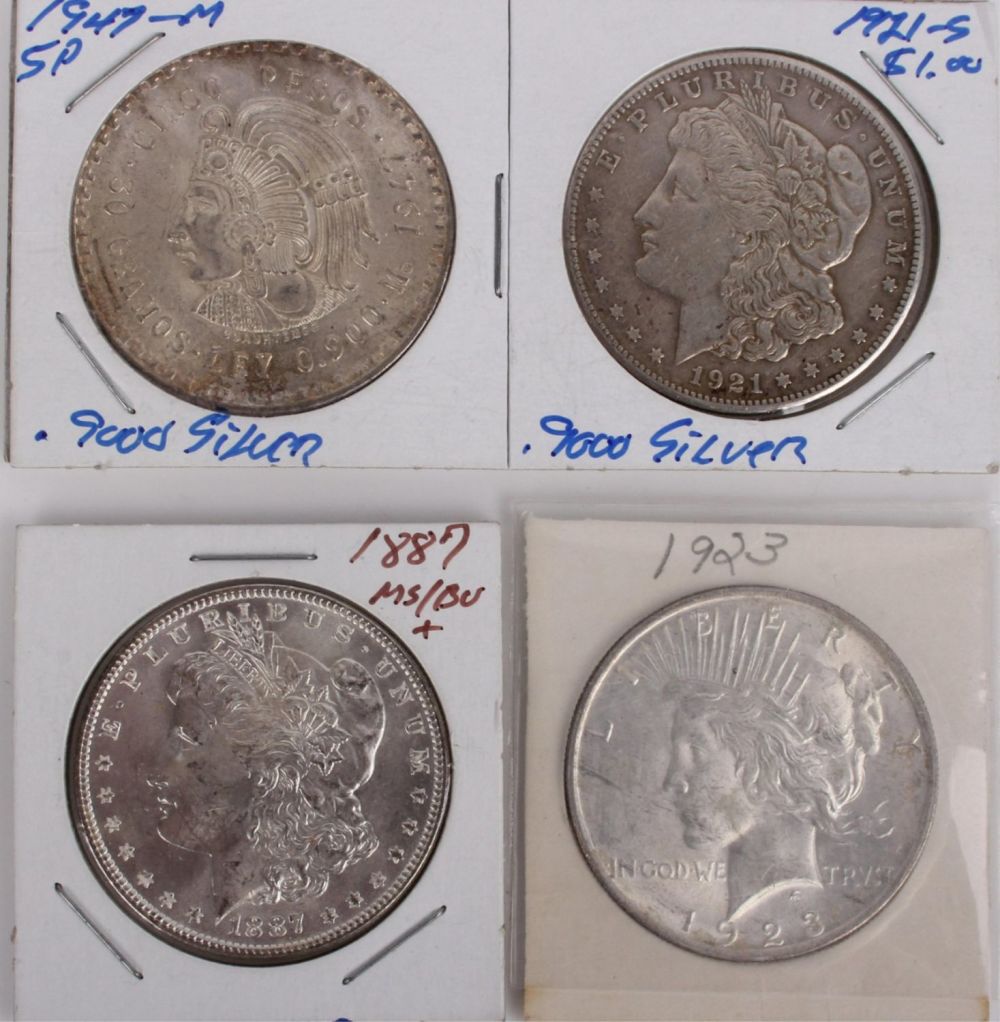 Lot 121187: .900 SILVER COINS, PEACE, MORGAN, MEXICAN 5 PESOS
