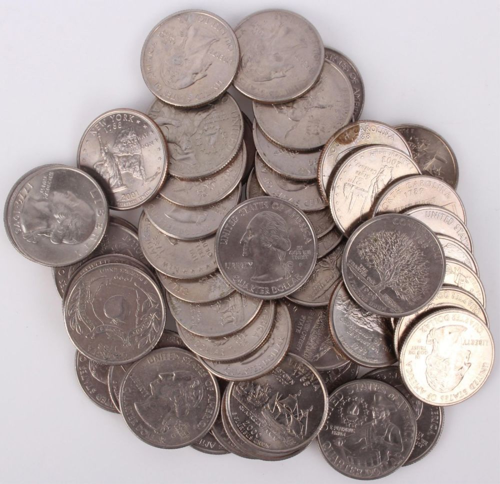Lot 121200: ASSORTED STATE AND BICENTENNIAL QUARTERS - 50